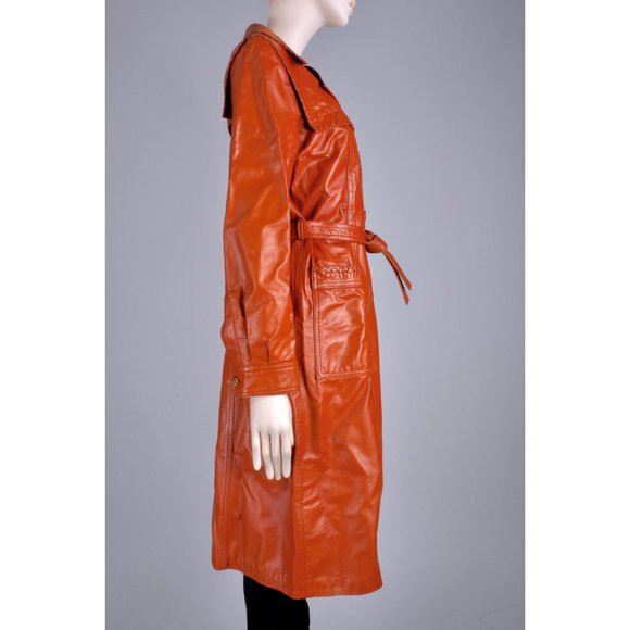 M Vintage 70s Lambskin Leather Mod Trench Coat - Picture 4 of 12